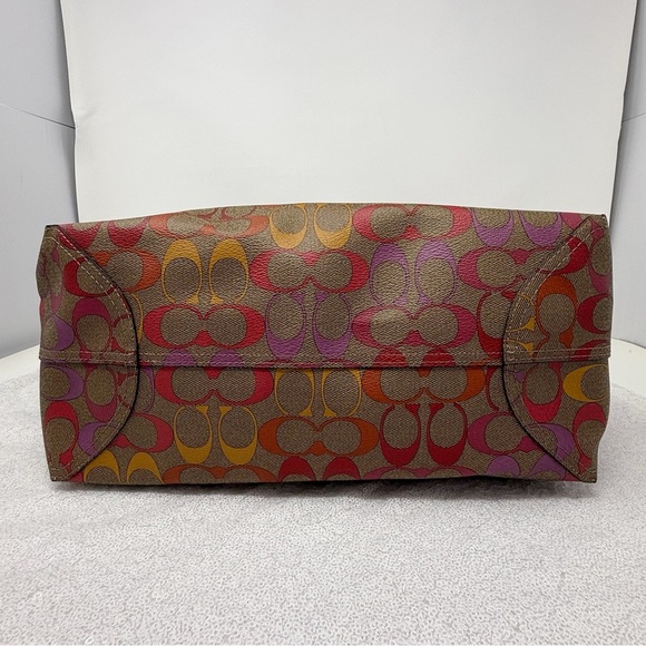 Coach City Tote Rainbow Signature Canvas purse NWT khaki/ multi Redwood - Picture 8 of 16
